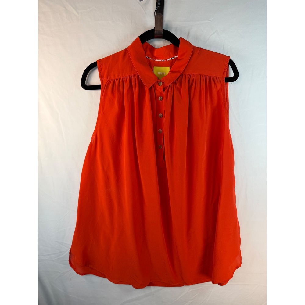 Maeve Anthropologie Womens Orange 100% Silk Sleeveless Button Front Blouse Large